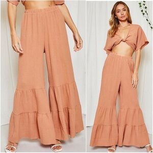 New Creamy Rust Lightweight Comfort
Cotton Wide Leg Bell Bottom Pants
